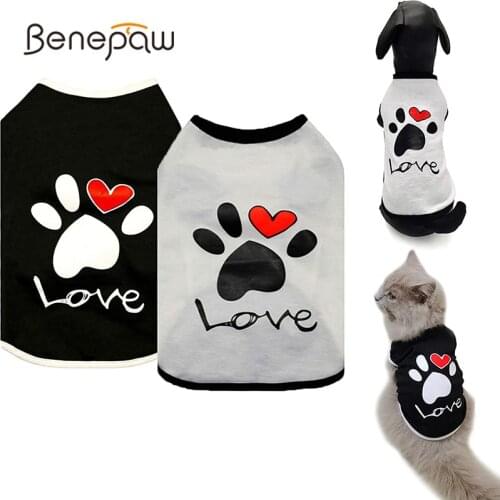 Benepaw Paw Print Small Medium Dog Clothes Chihuahua Soft Comfortable Cotton Pet Vest Clothing For Dogs Puppy Black/White