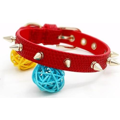 Spiked Pitbull Dog Collar Personalized Designer Leather Pet Collar Spikes Rivets Bulldog Collor Red