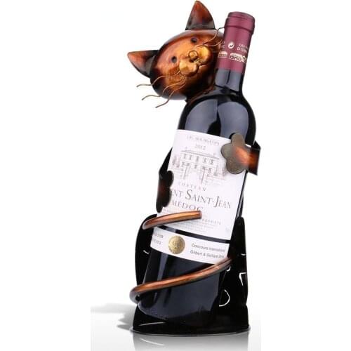 Cat Wine Rack Wine Holder Shelf Metal Practical Sculpture Wine stand Home Decoration Interior Crafts Christmas Gift Rack Stand