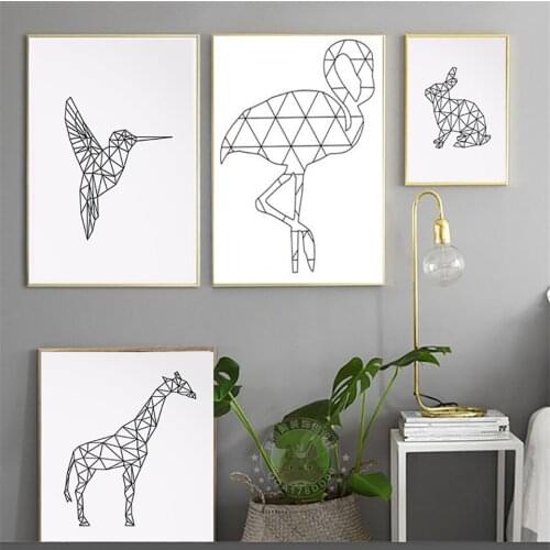 Home Decor Prints Painting Abstract Geometric Deer Fox Elephant Nordic Posters Pictures Wall Art Modular Canvas Modern Kids Room