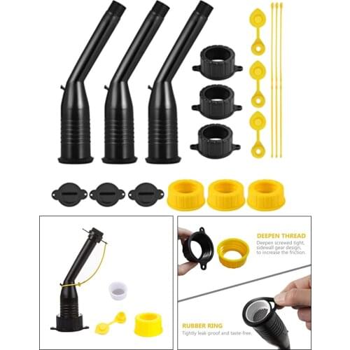 Tough Gas Can Spout Vent Kit Stoppers w/ Gasket Easy Pour for Plastic Gas Cans Fuel Container