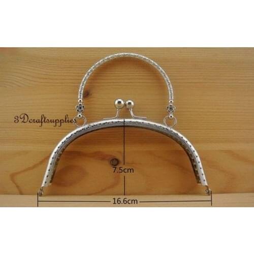 Bag purse frame metal frame sewing handle frame clasp 16 cm x 7.5 cm nickel Z54