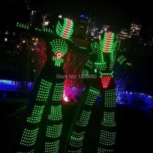 RGB Flashing LED Costume Light Suits LED Robot Suits Kryoman Robot David Guetta Robot With LED Helmet wedding party decoration