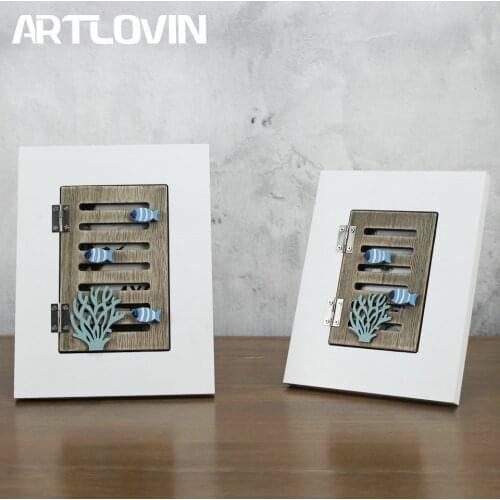 Romantic Mediterranean Marine Style Wood Photo Frame Set with Window Tabletop 5/6/7 Inch Family Photo Frame Wedding/Home Decor