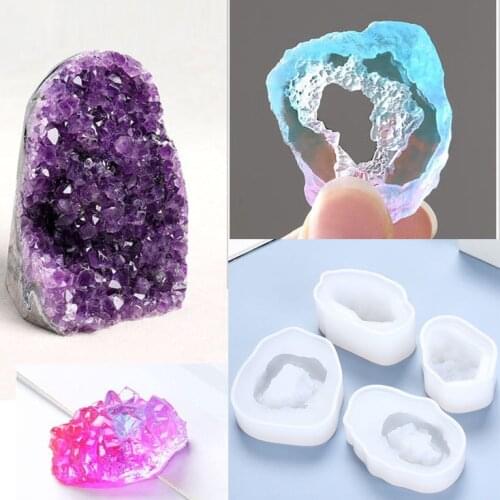 Ore Spar Crystal Cluster Transparent Resin Mold for Diy Epoxy Pendants Charms Silicone Mold