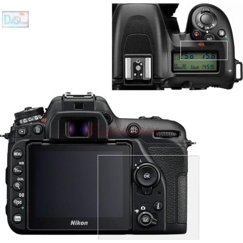 Self-adhesive Glass Main LCD Screen Protector + Info Top LCD Film Cover Guard for Nikon D7500