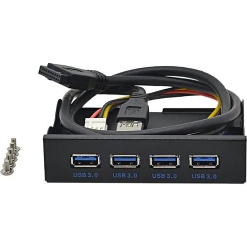 Super Speed 19+1Pin 20 Pin 4 Port USB Hub USB 3.0 Front Panel Combo Bracket Splitter for Desktop Internal 3.5'' FDD Floppy Bay