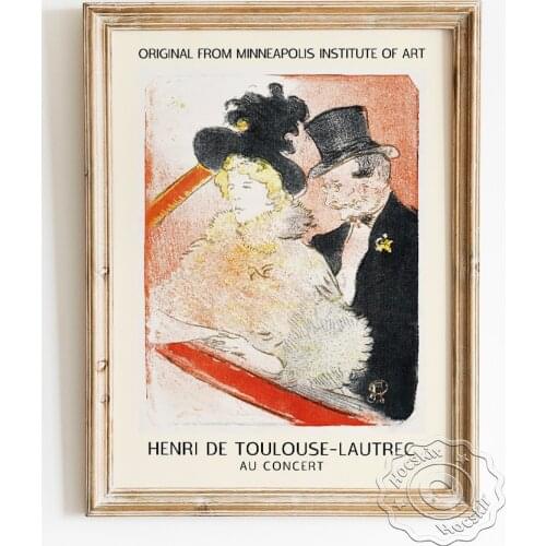 Henri De Toulouse Lautrec Exhibition Museum Poster, Au Concert Watercolour Wall Picture, Gentleman Lady Vintage Art Home Decor