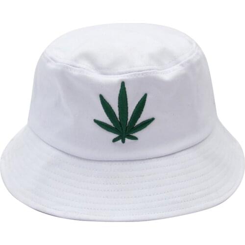Winfox Print Maple Leaf Panama Bucket Hat Women Men Street Hip Hop Cap Couple Flat Fisherman Hats Fashion Summer Weed Caps