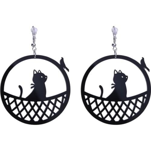Punk Acrylic Black Cat Drop Earrings For Women Funny Animal Geometric Earrings Night Club Party Jewelry cool Gift