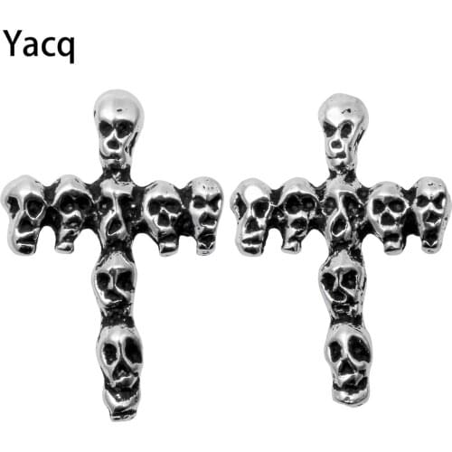 925 Sterling silver Skull Cross stud earrings costume charm fashion jewelry gifts for women girls her dropshipping YCE137A