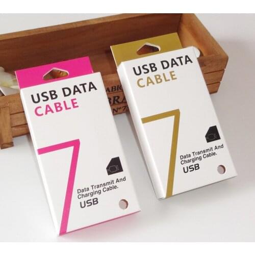 200 pcs Paper Retail Packaging Box Package For Cell Phone USB Cable For Apple iPhone 7 7 plus 1m USB Cable