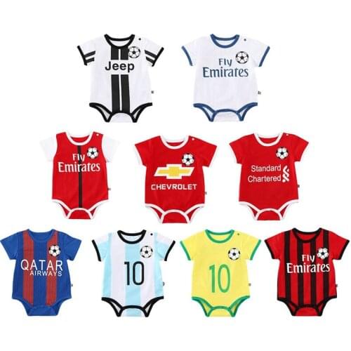 2021 Baby Rompers Children Summer Sports Football Baby Boy Girls Short Sleeve Clothes Infant Sports Jumpsuits Cotton Clothes