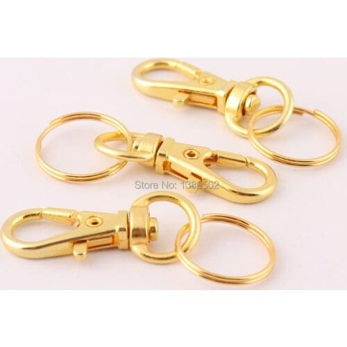 30pcs/lot Gold Color Metal Small with Key ring Swivel Snap Hooks for key chain diy metal craft