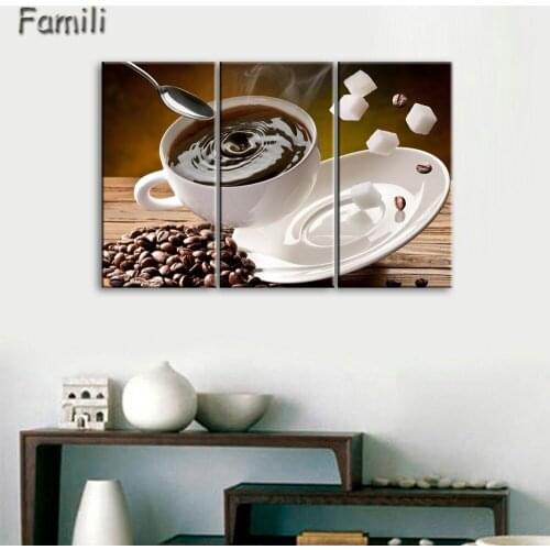 Brown Coffee In The Cup 5Picture Wall Art Canvas Paintings Wall Decorations Artwork Giclee Wall Artwork Home Decor
