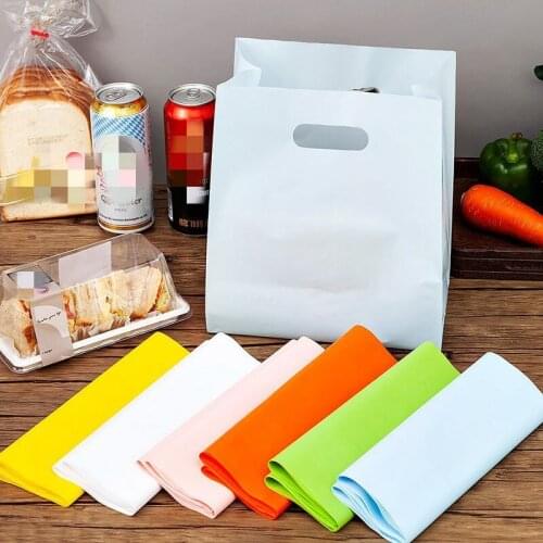 50Pcs Party Favor Thicken Plastic Wedding Loop Handle Bag Clothing Plastic Carry Bag Lovely Thank You Gift Shopping Bags