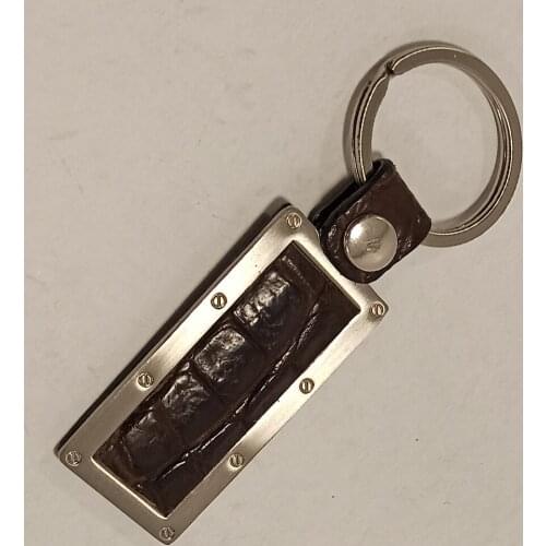 Keychain Real Genuine Leather Exotic Crocodile Skin Key Ring Car Keychain Mens Womens Business Gifts Car Key Strap Keyrings