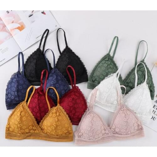 French Style Bralette Sexy Seamless Deep V Lace Bras Wireless Thin Underwear Stretch Lingerie Soft Comfortable Bras For Women