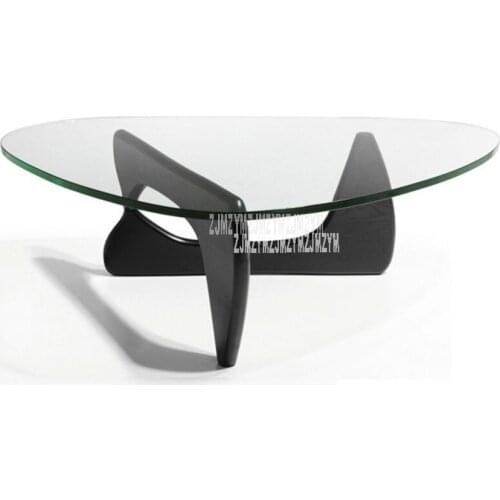 Nordic Triangle Tea Table Creative Small Tempered Glass Desktop Solid Wood Leg Living Room Table Modern Fashion Home Furniture