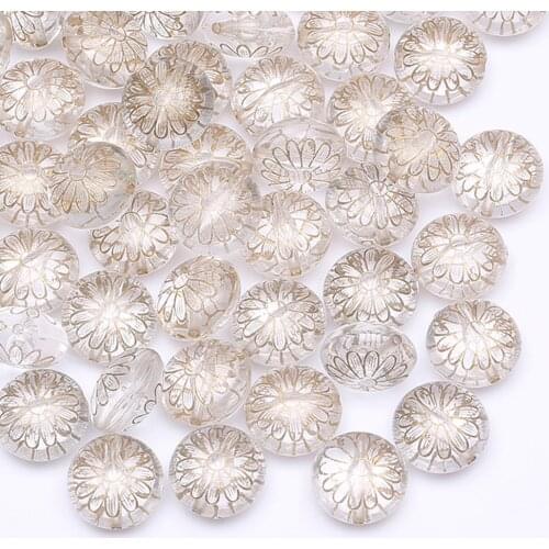 CHONGAI 50Pcs Vintage Inspired Ethnic Acrylic Antique Style Design Flower Pattern Flat Round Spacer Bead For Jewelry Making