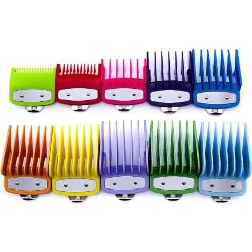 Colorful Guide Comb Multiple Sizes Metal Limited Combs Hair Clipper Cutting Tool Kit for Different Length Style Hairdres