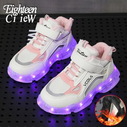 Size 26-36 Glowing Sneakers USB Charging for Kids Luminous Shoes Children Casual Shoes Sport Shoes for Girl Illuminated Sneakers