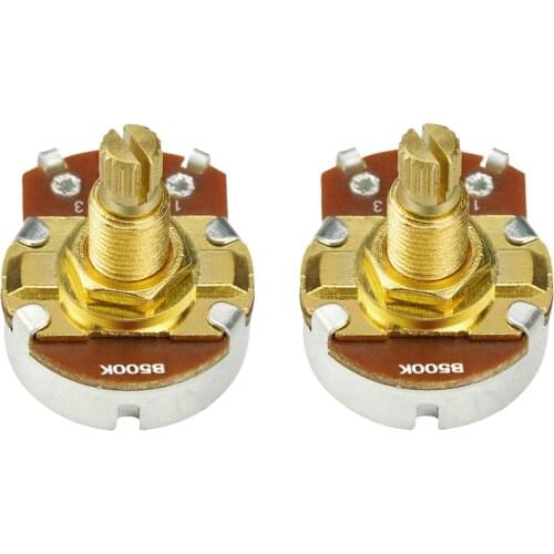 FLEOR 2pcs Full Size B500K Bass Guitar Potentiometer Long Shaft Pots Gold Plated