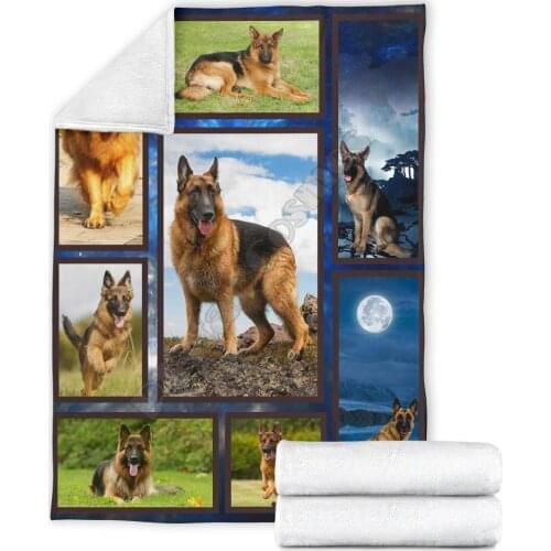 German shepherd fleece blanket funny 3D printed Sherpa Blanket on Bed Home Textiles HOME ACCESSORIES