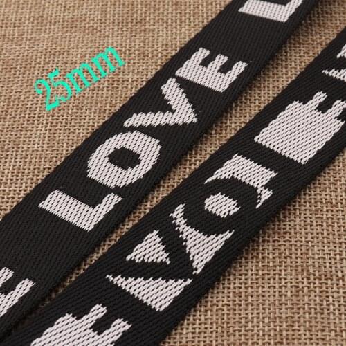 Smooth Black Webbing,1 inch webbing,Silver Letters"LOVE"Ribbon Belts Bag Handle Bag,Purse Straps,nylon webbing purse strap