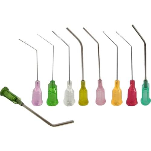 10pcs 1.5" 1.5 Inch 45 Degrees Elbow Dispensing Needles TS-TT Syringe Needle Blunt Tip Threaded Port From 14G To 27G