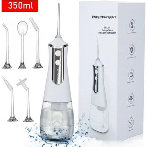 Oral Irrigator USB Rechargeable Water Floss Portable Dental Water Flosser Jet 350ml Irrigator Dental Teeth Cleaner+5 Jet