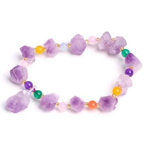Natural Lavender Amethyst Original Bracelet Light Amethyst Cluster Original Mineral Ethnic Style wholesale
