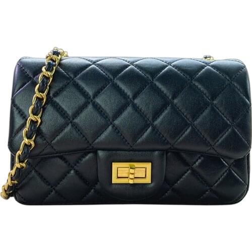 2021 new head layer leather chain small square package fashion wild shoulder Messenger small bag tide