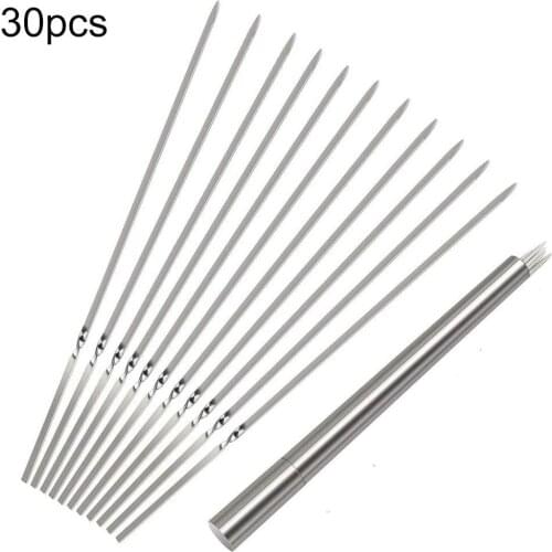 30Pcs Stainless Steel Barbecue Sticks Skewer Camping Picnic Meat Kebab Needles for BBQ Food Holders cooking tools