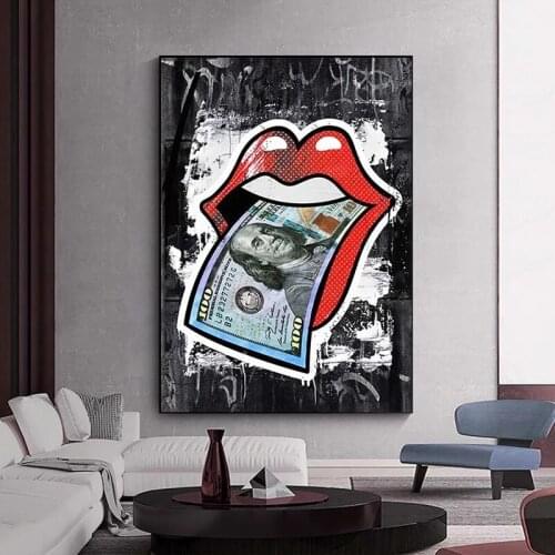 Modern Art Red Lip Dollar Poster Painting Printmaking HD Pictures Printed on Canvas Used for Room Home Decor Wall Art