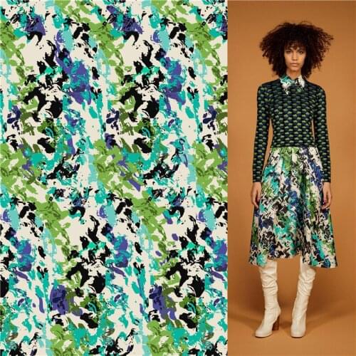 Polyester satin dress fabric mixed colors pattern digital printing customized skirt printed cloth thin patchwork 084