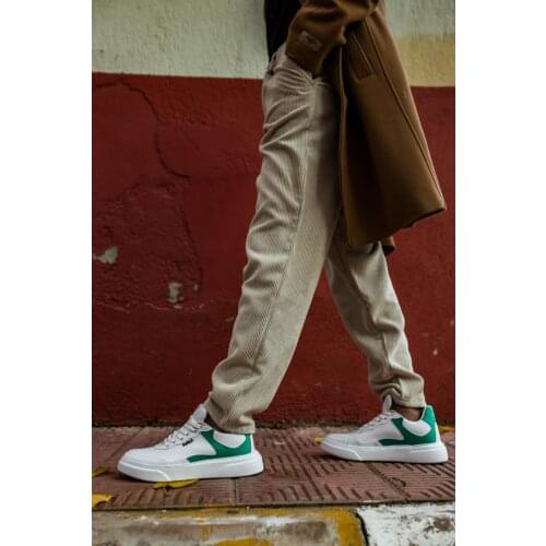 Knack Casual Male Shoes White Green Color Quality Seasonal Cross Lace-Up Faux Leather Plated High Bottom Shoes R10