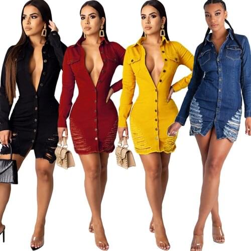 S4LIU Fashion Denim Dresses
