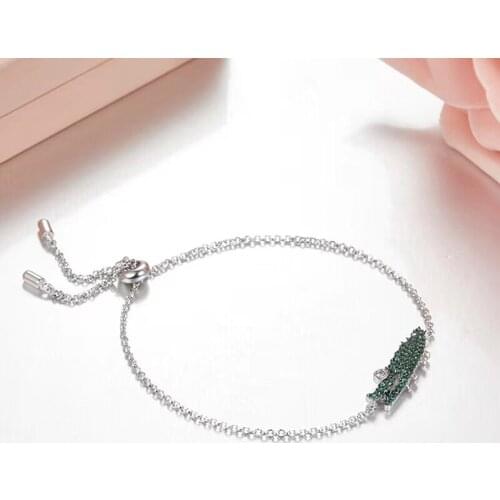 SOELLE 925 Sterling Silver Luxury Brand Animal Design Green 3A Cubic Zirconia Animal Bracelet Bangle Women Party Jewelry