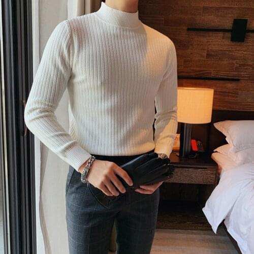 6Colors Autumn Winter New Slim Fit Long Sleeve Pullovers Sweater Men Clothing Solid Casual Pull Homme Streetwear Turtleneck 3XL
