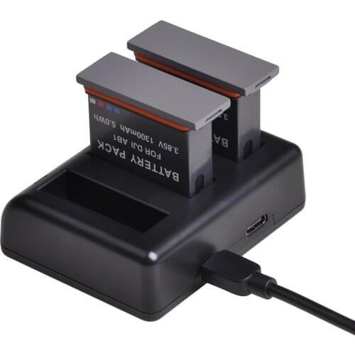 Triple USB Battery Charger with Type C Port for DJI Osmo Action Sports Camera AB1 Battery