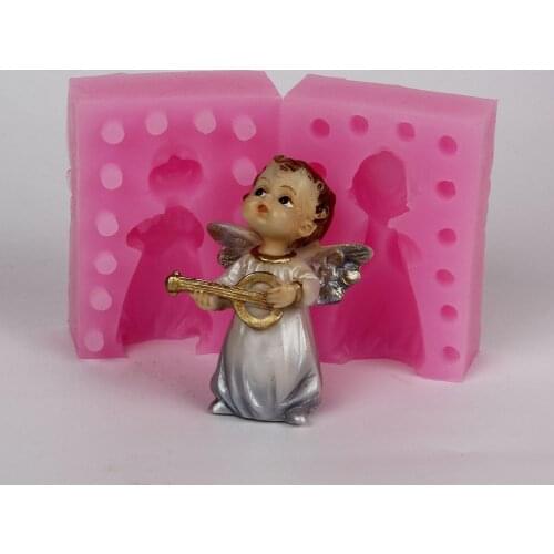 High quality Silicone mold 3D musical angel shape handmade Resin clay plaster decoration craft mould diy fondant cake tools