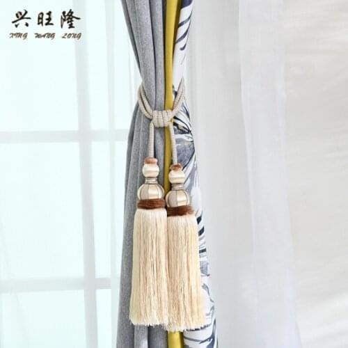 XWL 2Pcs 4 Balls Curtain Tieback Tassel Fringe Hanging Ropes Straps Hooks Holder Bind Belts Curtain Accessories Tiebacks Decor