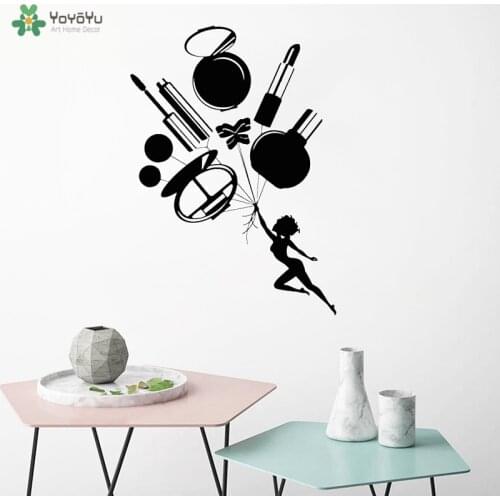YOYOYU Wall Decal Beauty Salon Vinyl Wall Sticker Beauty Shop Make up Tools Lipstick Perfume Mural Decoration Vinyl Art QQ462