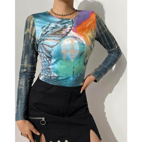 European and American womens clothing 2021 autumn new style Lapel Lantern Sleeve pleated lace up exposed navel shirt womens to