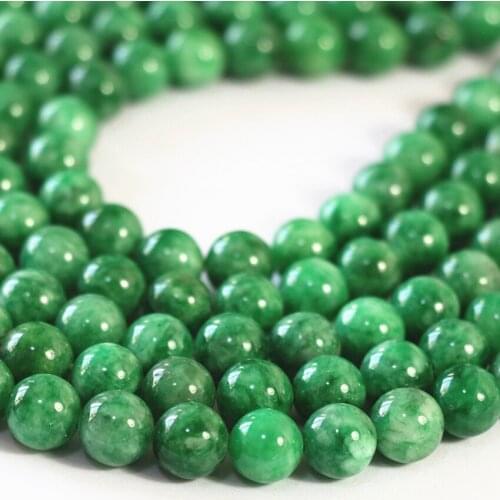 Charms green stone 8mm 10mm round stone loose beads hot sale fit diy necklace bracelet for women jewelry making 15inch B23