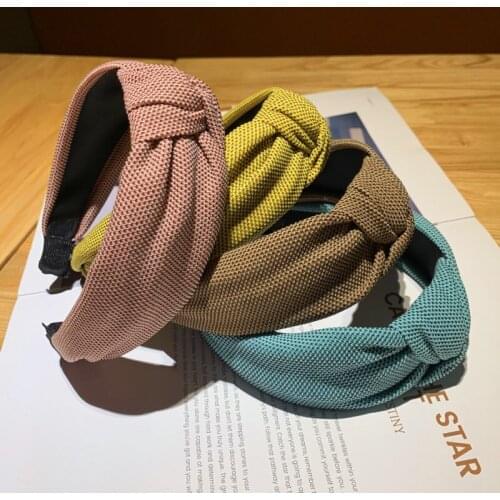 Vintage Plaid Stripe Hair Band for Women Fashion Cross Knot Wide Hair Hoops Bezel Headband Hair Accessories for Girls Ornament