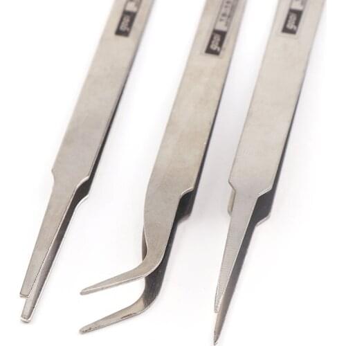 1Pc Anti-Static Curved Stainless Steel Curved Straight Eyebrow Tweezers Eyelash Extension Nail Art DIY Nail Art Tools Kit