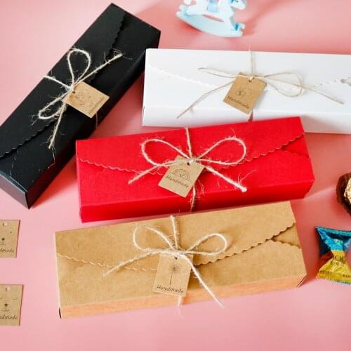 10sets Vintage Blank Kraft Gift Box Baby Shower Wedding Party DIY Handmade Packaging Box Cookie Candy Box Box with Tag String