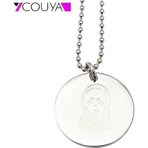 2016 Custom Halloween Jewelry "Ghost mask" 30*30mm Round Pendant Necklace Coin Necklace for Ladies Women Men Pulsera